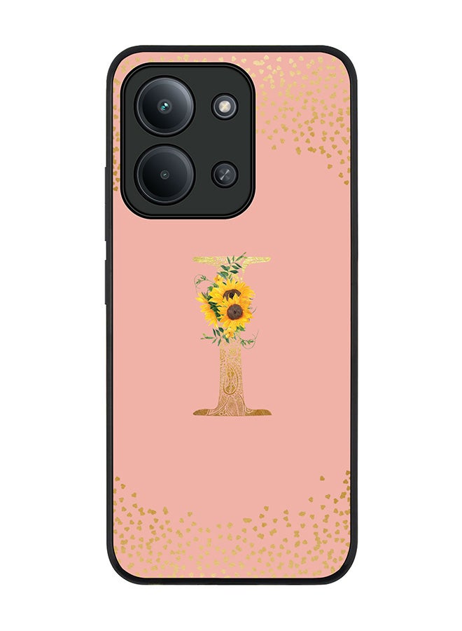 For Xiaomi Redmi 15C 4G Case,Slim fit Camera Protection, Shockproof Thin Phone cover  - Custom Floral Monogram - I  (Rose Pink )